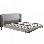 Кровать двуспальная серая с мягким изголовьем из экокожи и ткани Modern Look варинант исполнения - 2 | Loft Concept в Самаре