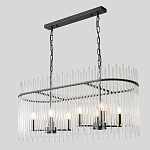 Люстра подвесная овальная со стеклянными прозрачными трубками и металлическим каркасом черного цвета Nembus варинант исполнения - 5 | Loft Concept в Самаре