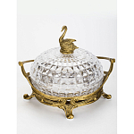 Конфетница из прозрачного рельефного стекла с ручкой и фигуркой лебедя Eden Garden варинант исполнения - 2 | Loft Concept в Самаре