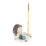 Часы настольные с шариковой металлической ручкой из натурального камня Stone Clock варинант исполнения - 2 | Loft Concept в Самаре