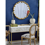 Зеркало круглое в фактурной золотистой раме из металла Mirror Golden Placer варинант исполнения - 2 | Loft Concept в Самаре