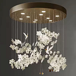 Люстра каскадная с белыми цветами и птицами Takeoff варинант исполнения - 1 | Loft Concept в Самаре