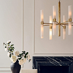 Люстра золотая с 16-ю тонкими цилиндрическими плафонами Shoulders варинант исполнения - 3 | Loft Concept в Самаре