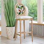 Барный стул золотистый из натурального бука с изображением птицы и цветов Blooming Birds варинант исполнения - 2 | Loft Concept в Самаре