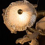 Люстра подвесная круглая с ветвистыми бронзовыми элементами и стеклянными рифлеными дисками Textured Glass Chandelier варинант исполнения - 5 | Loft Concept в Самаре