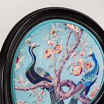 Полукресло из массива бука бирюзовое с изображением птиц и цветов Turquoise Chinoiserie Garden Chair варинант исполнения - 5 | Loft Concept в Самаре