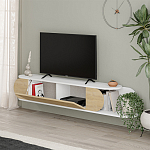 ТВ-тумба подвесная белая с полкой и откидной дверцей цвета древесины TONE TV STAND WHITE варинант исполнения - 3 | Loft Concept в Самаре