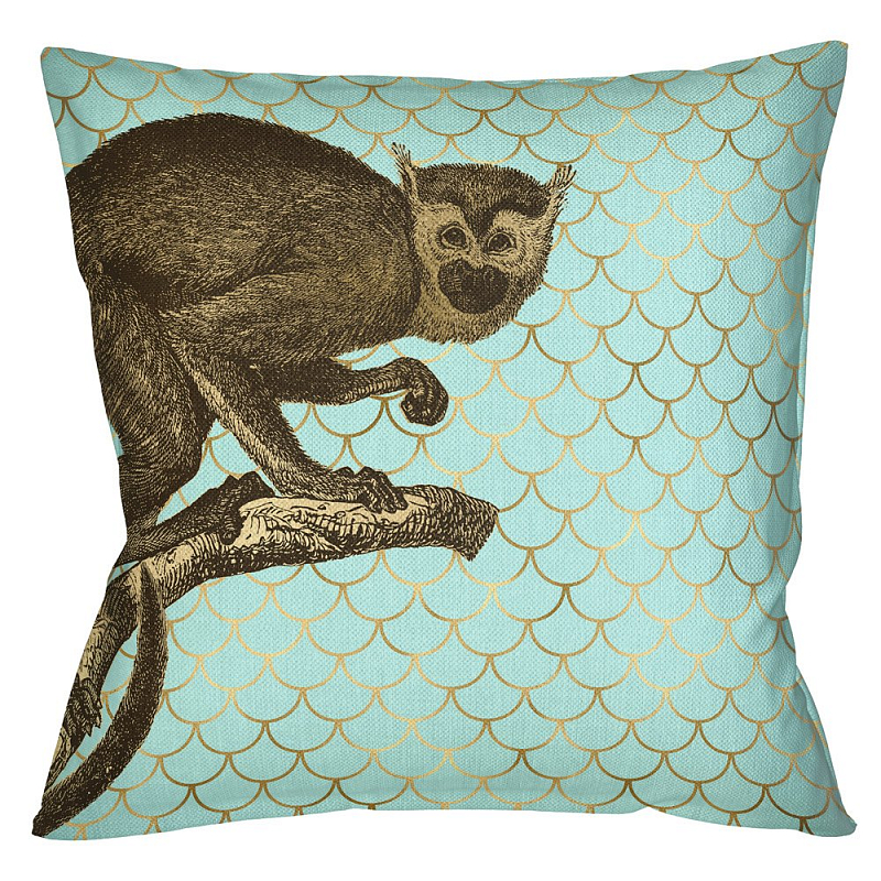 Подушка Safari light blue monkey Бирюзовый Глянцевое золото Подушка Safari light blue monkey Бирюзовый Глянцевое золото в Самаре | Loft Concept