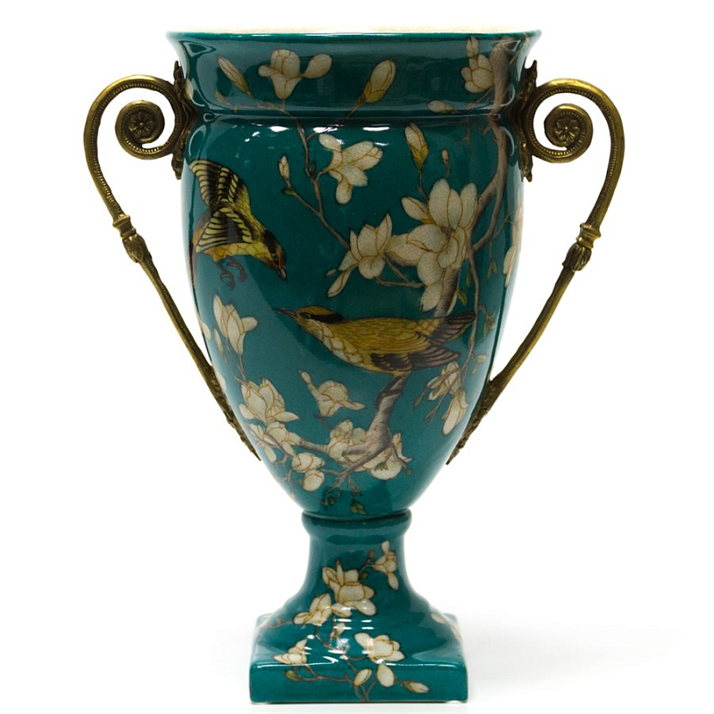 Фарфоровая ваза Porcelain Turquoise Cup Бирюзовый Бронза Фарфоровая ваза Porcelain Turquoise Cup Бирюзовый Бронза в Самаре | Loft Concept