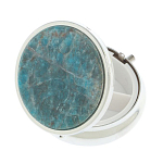 Таблетница карманная круглая с 3-мя отделениями и накладкой из натурального камня Апатит Голубой Silver Stone Pillboxes варинант исполнения - 2 | Loft Concept в Самаре