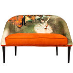 Диван двухместный из натурального бука оранжевый с цветным принтом Impressionism in Art варинант исполнения - 1 | Loft Concept в Самаре
