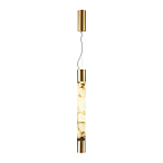 Подвесной светильник цилиндрической формы с плафоном из алебастра и металлическими торцами Латунь 60 см Cryptocrystalline Stone варинант исполнения - 2 | Loft Concept в Самаре