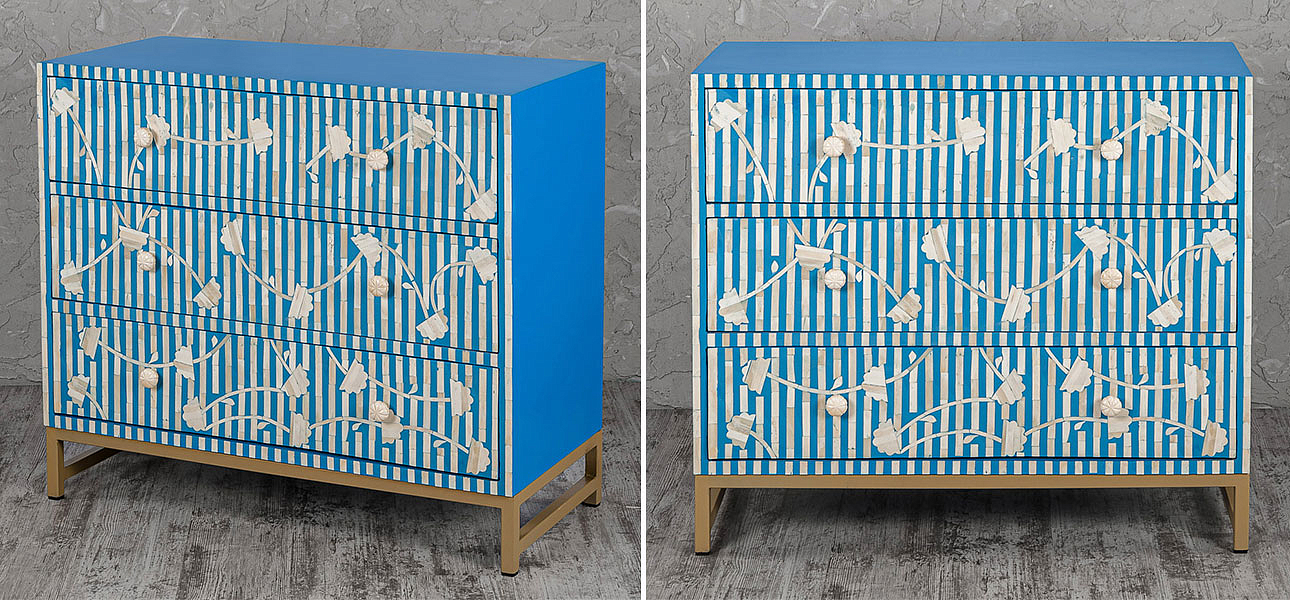 Комод синий инкрустация костью Blue Flowers Комод синий инкрустация костью Blue Flowers - Loft-Concept в Самаре