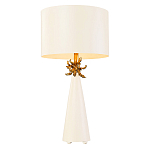 Настольная лампа с декоративным элементом золотого цвета и цилиндрическим абажуром из папье-маше светлого оттенка Flambeau варинант исполнения - 1 | Loft Concept в Самаре