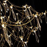 Люстра подвесная с изогнутым металлическим каркасом и множеством хрустальных подвесок Золото Диаметр 80 см Quasar варинант исполнения - 1 | Loft Concept в Самаре