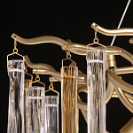 Люстра линейная золотого цвета с декоративными ветвями и длинными стеклянными подвесками в форме сосулек Droplet Chandelier варинант исполнения - 7 | Loft Concept в Самаре