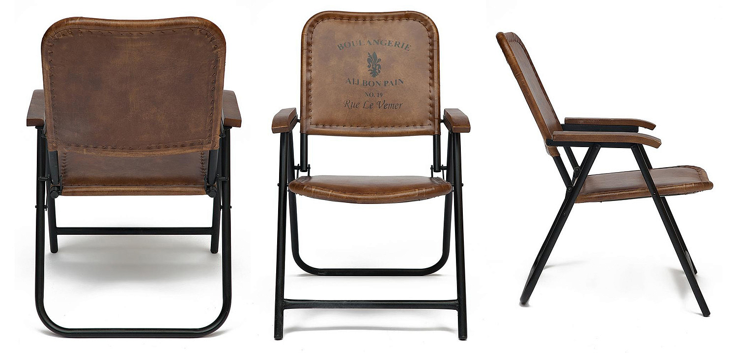 Складной кожаный стул Industrial Folding buffalo leather chair Складной кожаный стул Industrial Folding buffalo leather chair - Loft-Concept в Самаре