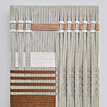 Панно из шнура Бежевая геометрическая абстракция wall panel line beige  варинант исполнения - 1 | Loft Concept в Самаре