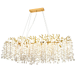 Линейная люстра с круглыми хрустальными подвесками Fairytree Gold Crystal Branches Linear Chandelier  варинант исполнения - 1 | Loft Concept в Самаре