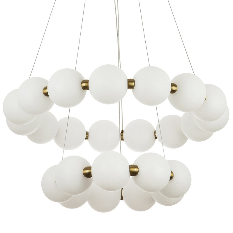 Многоярусная кольцевая люстра с плафонами шары Rings Suspension Light Chandelier Латунь Белое матовое стекло Многоярусная кольцевая люстра с плафонами шары Rings Suspension Light Chandelier Латунь Белое матовое стекло в Самаре | Loft Concept