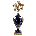 Подсвечник из темно-синего фарфора с бронзовыми элементами и цветами Eden Garden варинант исполнения - 1 | Loft Concept в Самаре