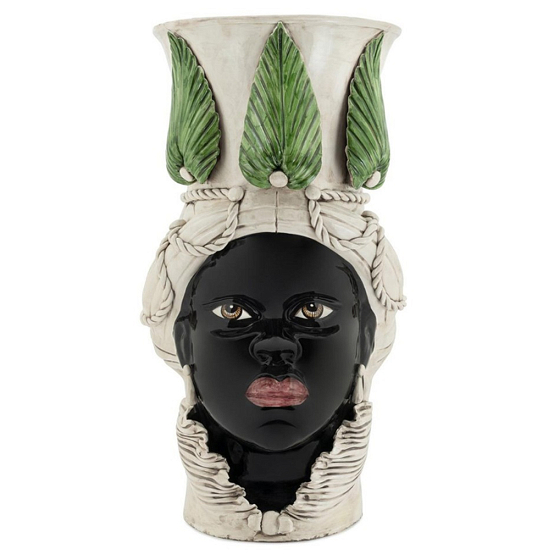 Ваза Vase Moro Lady Giant With Leaf Черный Бежевый Зеленый Ваза Vase Moro Lady Giant With Leaf Черный Бежевый Зеленый в Самаре | Loft Concept