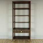 Стеллаж Elsa Dreams Walnut со стеклянными полками и ящиком варинант исполнения - 4 | Loft Concept в Самаре