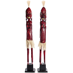 Комплект из 2-х деревянных статуэток Asmat Tall Statuettes Red варинант исполнения - 1 | Loft Concept в Самаре
