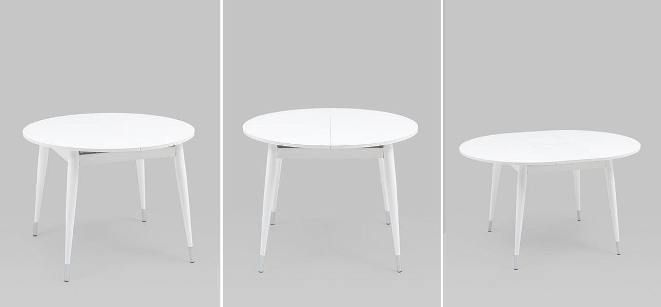 Стол обеденный раскладной круглый Linnaeus Collection Белый Стол обеденный раскладной круглый Linnaeus Collection Белый - Loft-Concept в Самаре