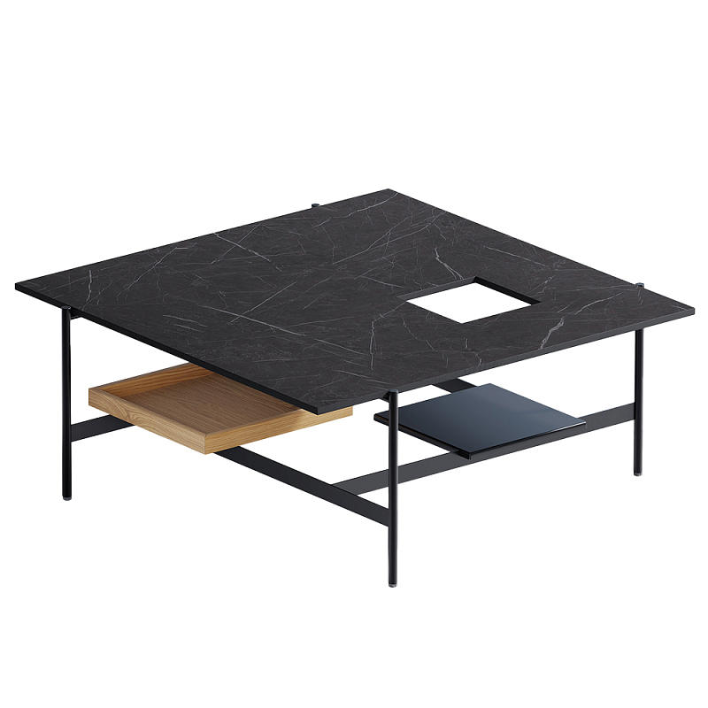 Karat журнальный столик цвета тёмный камень с съемным подносом Серый Черный в Самаре | Loft Concept 