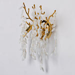 Бра золотого цвета с ветвями и белыми овальными стеклянными подвесками Droplet Chandelier варинант исполнения - 3 | Loft Concept в Самаре