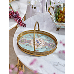 Блюдо овальное с ручкой и голубым фарфоровым дном с цветочным рисунком Blue Garden варинант исполнения - 3 | Loft Concept в Самаре