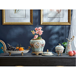 Блюдо овальное из голубого фарфора с ручками в виде бабочек и цветочным рисунком Blue Garden варинант исполнения - 4 | Loft Concept в Самаре