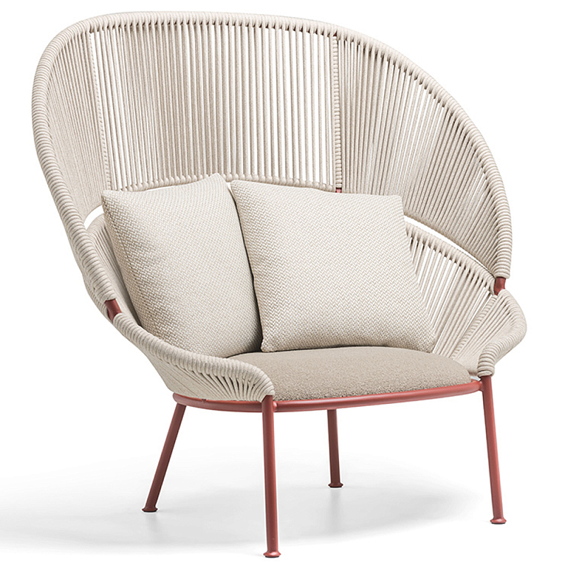 Дизайнерское уличное кресло с веревочной спинкой PETALO Armchair Бежевый Терракотовый Дизайнерское уличное кресло с веревочной спинкой PETALO Armchair Бежевый Терракотовый в Самаре | Loft Concept