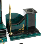 Настольный письменный набор из змеевика тёмно-зелёного цвета с декором в виде орла Successful Leader варинант исполнения - 5 | Loft Concept в Самаре