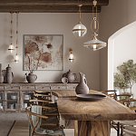 Подвесной светильник с круглым прозрачным плафоном и декоративной каменной вставкой Tectona  варинант исполнения - 7 | Loft Concept в Самаре