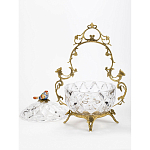 Конфетница с бронзовой ручкой и фарфоровой птичкой на крышке Eden Garden варинант исполнения - 2 | Loft Concept в Самаре