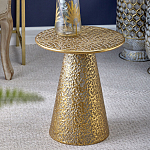 Журнальный столик с конусообразной основой и текстурной поверхностью золотого цвет Ethnic Metal варинант исполнения - 3 | Loft Concept в Самаре