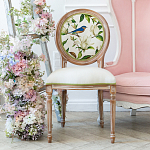 Стул бежевый из натурального бука с изображением птиц и цветов Blooming Blue Birds варинант исполнения - 3 | Loft Concept в Самаре