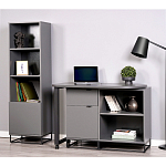 Стеллаж книжный цвета графит с 3-мя открытыми полками и дверкой Strict Lines варинант исполнения - 4 | Loft Concept в Самаре