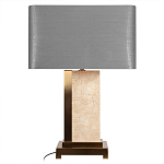 Настольная лампа с основанием из натурального камня c серым прямоугольным абажуром Lapis Tiburtinus варинант исполнения - 1 | Loft Concept в Самаре