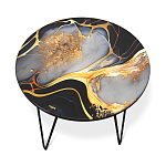 Стол журнальный с круглой столешницей из стекла Gold and Black Marble варинант исполнения - 2 | Loft Concept в Самаре