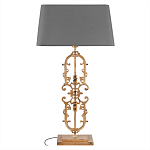 Настольная лампа на ажурном чугунном основании с тканевым серым абажуром Openwork Lamp варинант исполнения - 1 | Loft Concept в Самаре