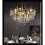 Люстра черная с прозрачными стеклянными подвесками в форме капель FAIRYTREE Light варинант исполнения - 4 | Loft Concept в Самаре