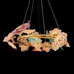 Люстра круглая на золотом каркасе с птичками и цветочным декором Miscellaneous herbs варинант исполнения - 4 | Loft Concept в Самаре