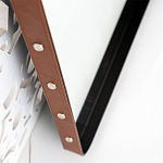 Зеркало прямоугольное в металлической раме с кожаной отделкой Loft in Reflection варинант исполнения - 3 | Loft Concept в Самаре