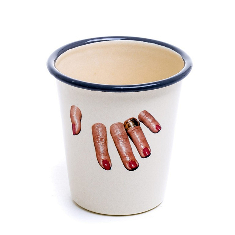 Стакан Seletti Enamel Fingers Бежевый Мульти в Самаре | Loft Concept 