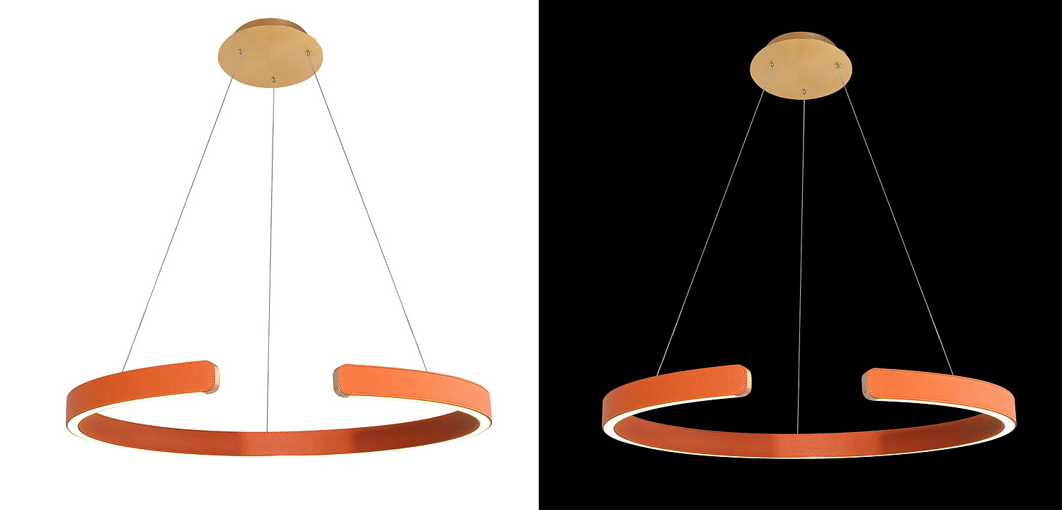 Подвесной светильник Half Ring orange leather Подвесной светильник Half Ring orange leather - Loft-Concept в Самаре