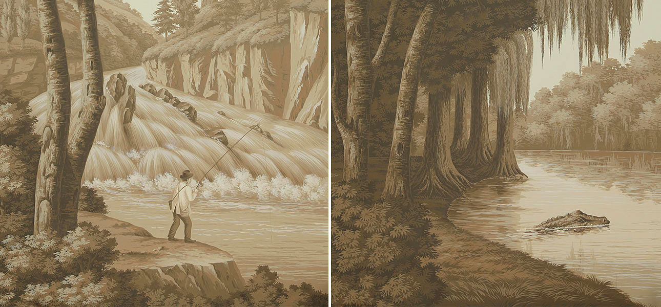 Обои ручная роспись North American River Views Sepia on scenic paper Обои ручная роспись North American River Views Sepia on scenic paper - Loft-Concept в Самаре