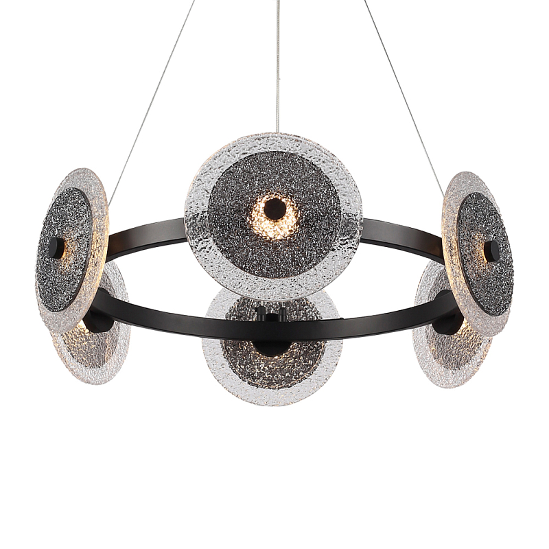 Люстра с плафонами из фактурного двойного стекла Heterochromia Дымчатый (Smoke) Черный в Самаре | Loft Concept 